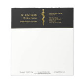 Bloc-note Classy Médicale de l'Asclepius Gold sur Noir (Devant)
