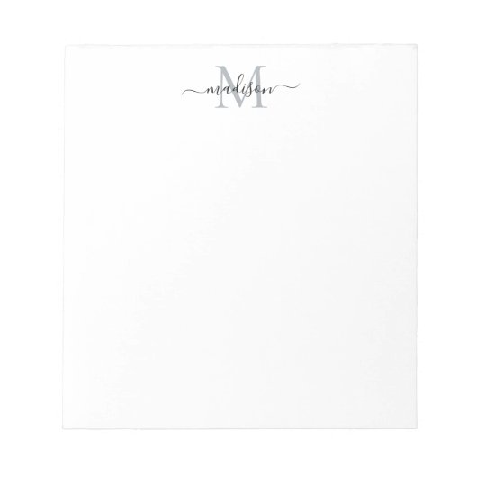 Bloc-note Classy Moderne Script Monogramme gris noir (Devant)