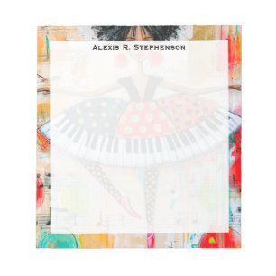 Bloc-note Clavier de piano capricieux Monogram Danseuse de b