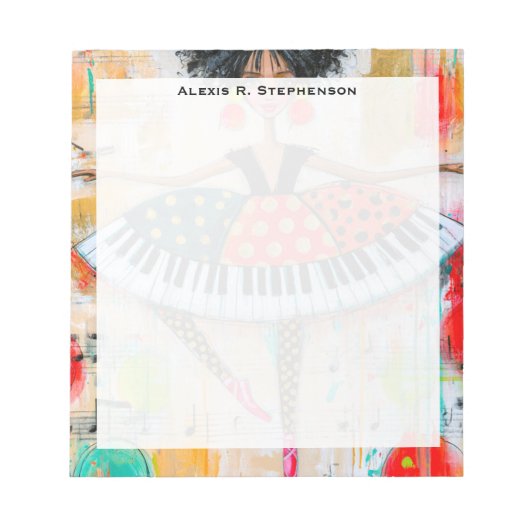 Bloc-note Clavier de piano capricieux Monogram Danseuse de b (Devant)