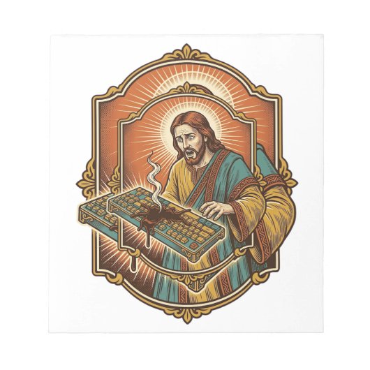 Bloc-note Clavier Mécanique Jésus Café Renversé Technologie (Devant)