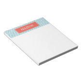 Bloc-note Clé bleu clair et corail grec Motif (Incliné)