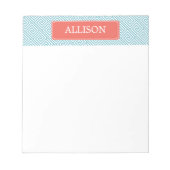 Bloc-note Clé bleu clair et corail grec Motif (Devant)