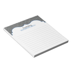Bloc-note Clé Grecque Personnalisée Bleue Noir Ancien