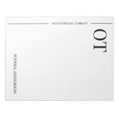 Bloc-note Clean Minimalist Custom OT Occupational Therapy (Devant)