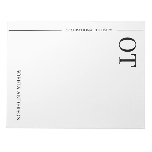Bloc-note Clean Minimalist Custom OT Occupational Therapy (Devant)