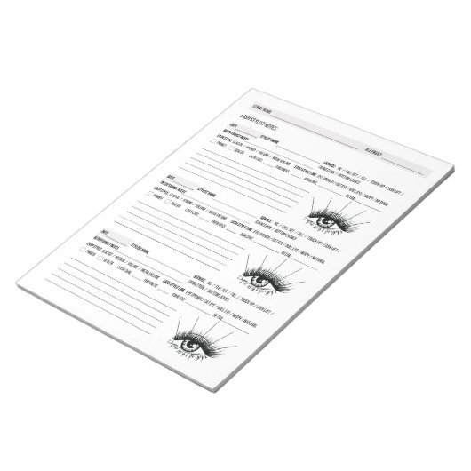 Bloc-note Client Lash, Client Lash Extensions (Incliné)
