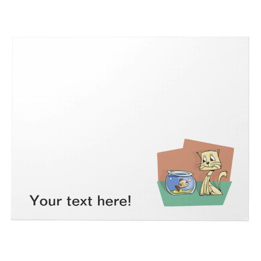 Bloc-note Clipart de cuvette de chat et de poissons (Devant)