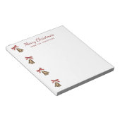 Bloc-note Cloche de Noël aquarelle avec rubans rouges (Incliné)