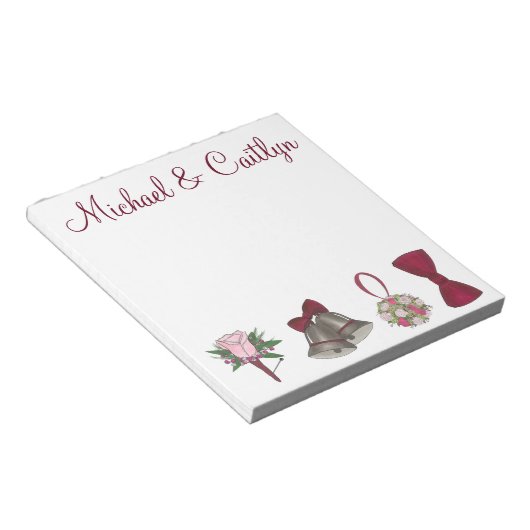 Bloc-note Cloches Personnalisées Fleurs Mariage Favor Notepa (Incliné)