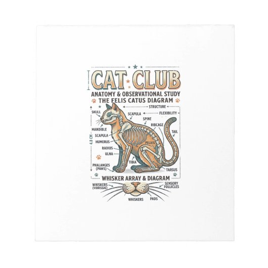 Bloc-note Club Chat Anatomie du Chat Diagramme Scientifique (Devant)