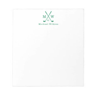 Bloc-note Clubs de golf Classic Green Crossed Monogramme de 