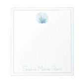 Bloc-note Coastal Aqua Scallop Seashell Personnalisé (Devant)