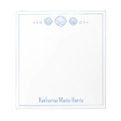 Bloc-note Coastal Blue Scallop Seashells Personnalisé (Devant)