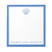 Bloc-note Coastal Preppy Bleu et Blanc Coquille personnalisé (Devant)