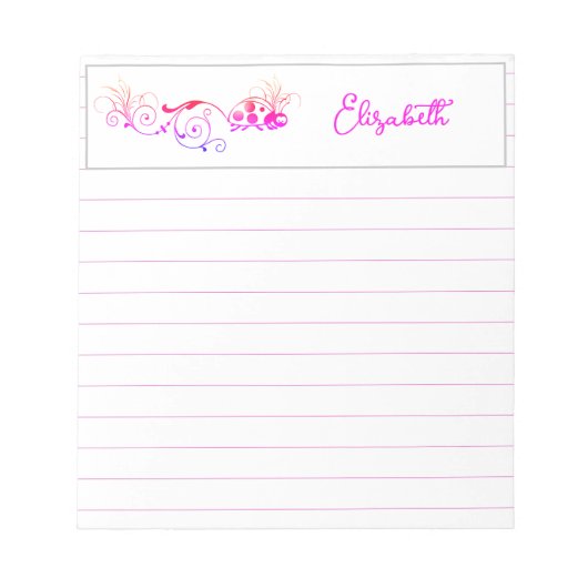Bloc-note Coccinelle avec queue amusante personnalisée (Devant)