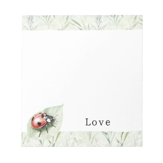 Bloc-note Coccinelle sur l'amour de feuille (Devant)