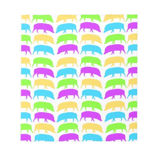 Bloc-note Cochons multicolores jaune vert pourpre bleu Notep (Devant)