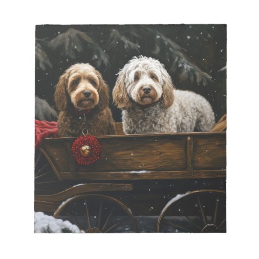 Bloc-note Cockapoo Traîneau enneigé Décor de Noël (Devant)