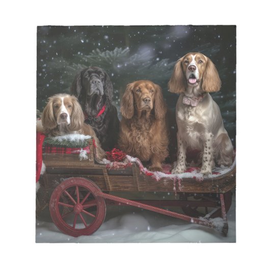 Bloc-note Cocker Spaniel Snowy Sleigh Décor de Noël (Devant)