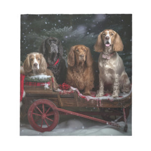 Bloc-note Cocker Spaniel Traîneau enneigé Décor de Noël