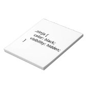 Bloc-note code ninja, script (Tourné)