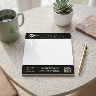 Bloc-note Code QR de la clé de maison dorée de l'agent immob