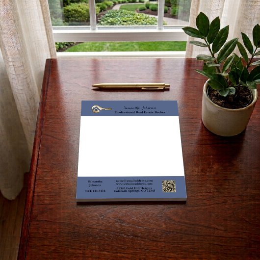 Bloc-note Code QR de la clé de maison dorée de l'agent immob