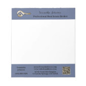 Bloc-note Code QR de la clé de maison dorée de l'agent immob (Devant)