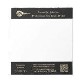 Bloc-note Code QR de la clé de maison dorée de l'agent immob (Devant)