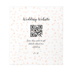 Bloc-note code QR de site web de mariage pour les détails or