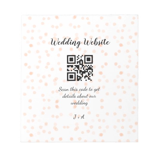 Bloc-note code QR de site web de mariage pour les détails or (Devant)