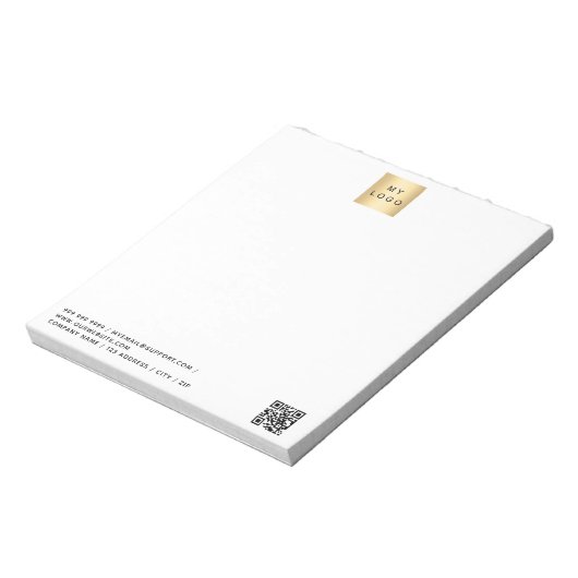 Bloc-note Code QR du logo de l'entreprise blanche (Tourné)