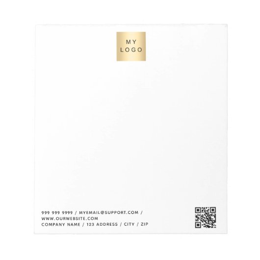 Bloc-note Code QR du logo de l'entreprise blanche (Devant)