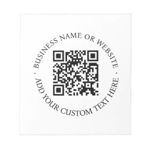 Bloc-note Code QR   Minimaliste Nettoyer Simple Balayage Bla