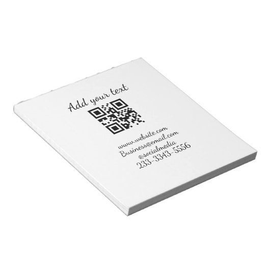 Bloc-note code QR personnalisé simple ajoutez votre nom text (Incliné)