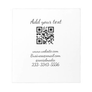 Bloc-note code QR personnalisé simple ajoutez votre nom text