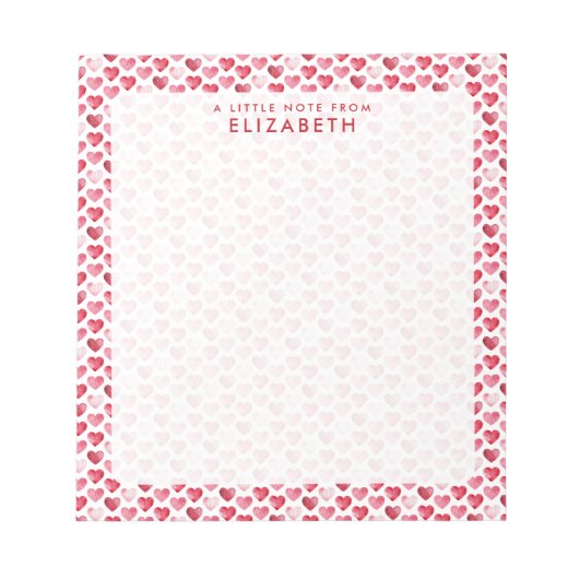 Bloc-note Cœur aquarelle rouge et rose (Devant)
