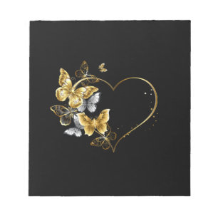 Bloc-note Coeur aux papillons d'or