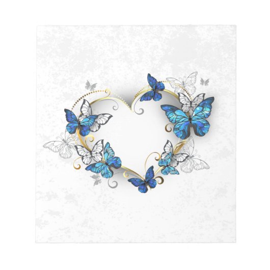 Bloc-note Coeur bijoux avec papillons Morpho (Devant)