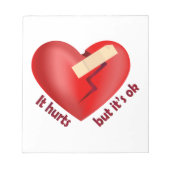 Bloc-note Coeur brisé guéri avec patch et citation de vie (Devant)