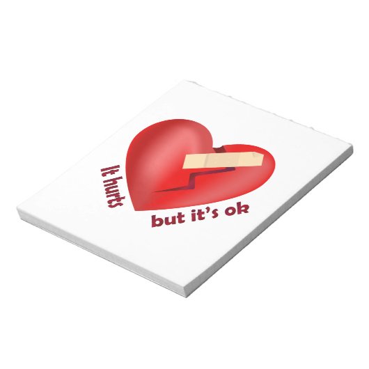Bloc-note Coeur brisé guéri avec patch et citation de vie (Tourné)