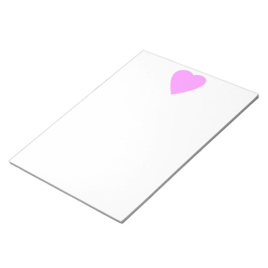 Bloc-note Coeur d'amour rose sur blanc. (Incliné)