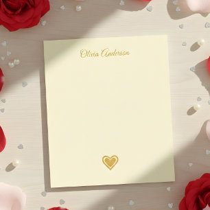 Bloc-note Cœur doré métallisé Saint-Valentin Personnalisé