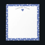 Bloc-note Coeur et points bleu foncé mignon fille personnali<br><div class="desc">Ce design offre de l'espace pour un nom dans une jolie courbe sur un simple graphique cardiaque sur un arrière - plan bleu foncé avec de minuscules points blancs. Cliquez sur le bouton personnaliser si vous souhaitez déplacer/mettre à l'échelle les images et modifier le texte ! Des variantes de ce...</div>
