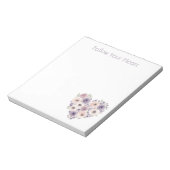 Bloc-note Cœur floral blanc violet rose (Tourné)