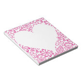 Bloc-note Coeur floral en blanc rose avec nom (Incliné)