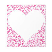 Bloc-note Coeur floral en blanc rose avec nom (Devant)