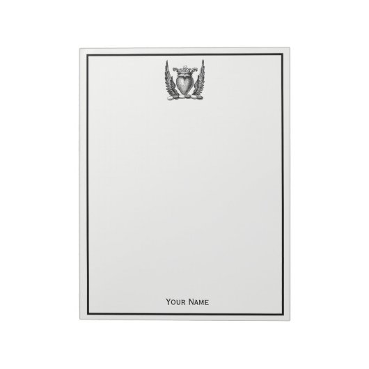 Bloc-note Coeur héraldique avec ailes Armoiries Crest (Tourné)