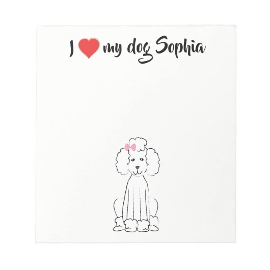Bloc-note Coeur mignon J'aime mon chien Personnalisé Whimsic (Devant)